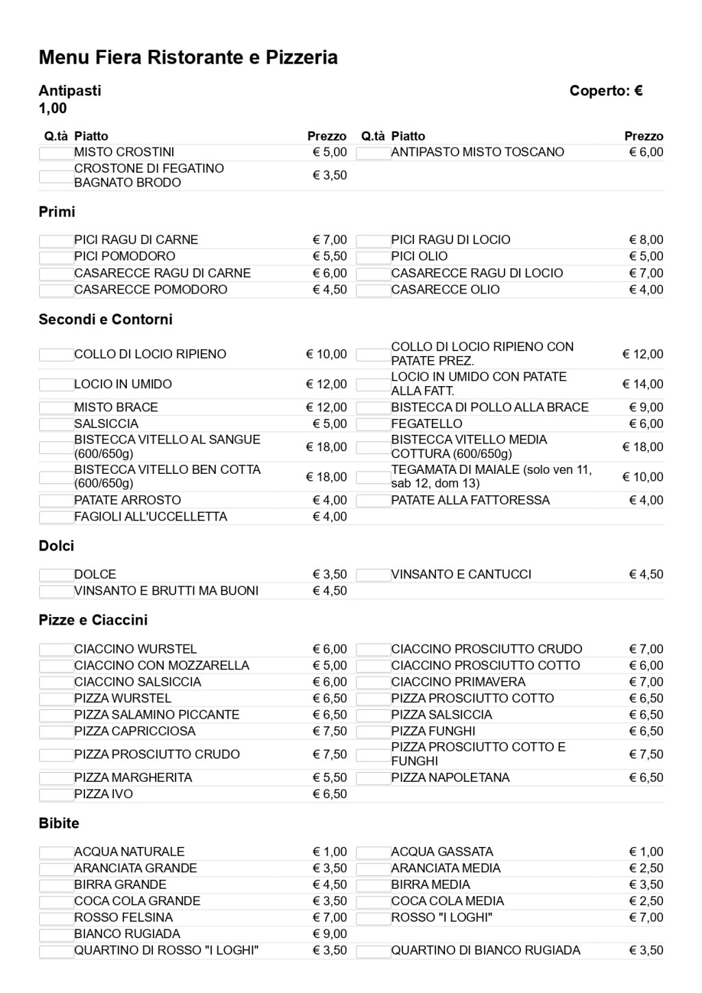 Menu Fiera 2026